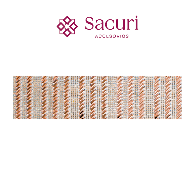 Hoja de cristal línea rectangulo 6x2 LT peach + cristal(24x40) P184HC