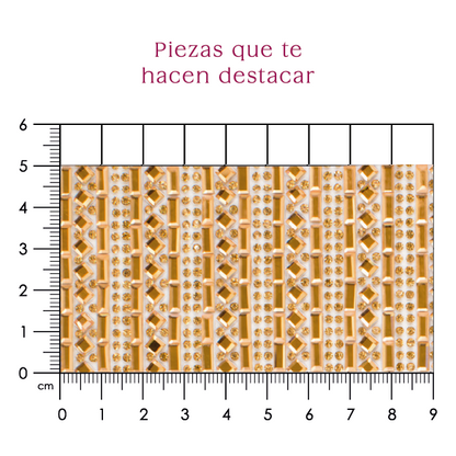 Hoja de cristal rectangulo + rombo 6x2 golden (24x40) P187HC