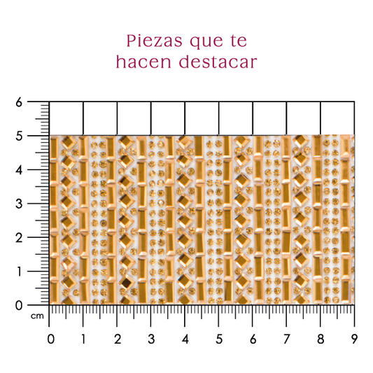 Hoja de cristal rectangulo + rombo 6x2 golden (24x40) P187HC