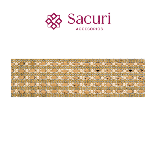 Hoja de cristal almendra + ceramica 9x4 golden (24x40) P188HC