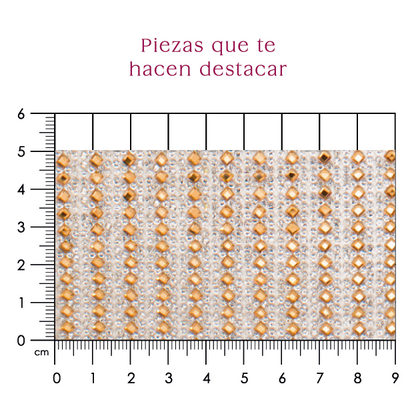 Hoja de cristal rombo 2 mm golden + cristal (24x40) P190HC