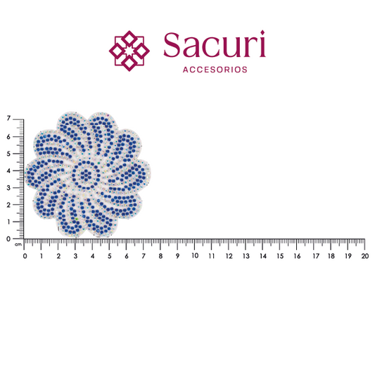 Hoja flor cristal azul rey (24x40) P191HC