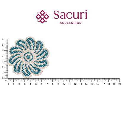 Hoja flor cristal azul indigo (24x40) P196HC