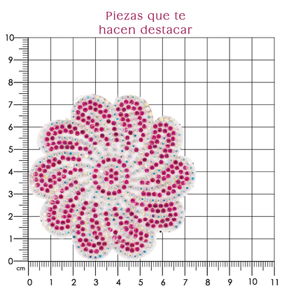 Hoja flor cristal fucsia (24x40) P197HC