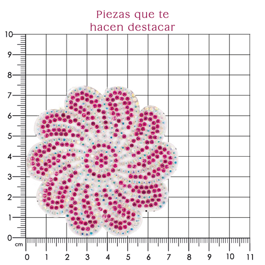 Hoja flor cristal fucsia (24x40) P197HC