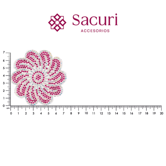 Hoja flor cristal fucsia (24x40) P197HC