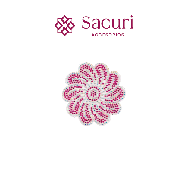 Hoja flor cristal fucsia (24x40) P197HC