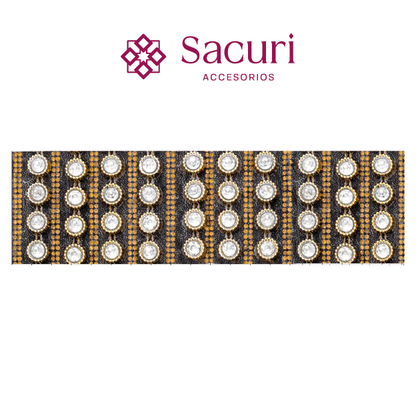 Hoja de cristal con cadena plastimetal negro P219HC