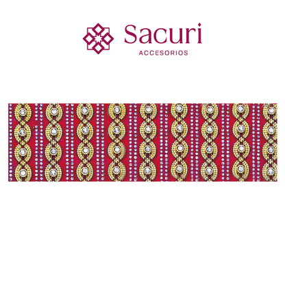 Hoja de cristal con cadena plastimetal tinto (24x40) P221HC