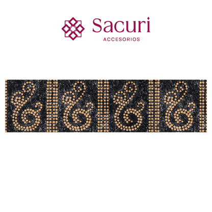 Hoja de cristal grecas golden + negro (24x40) P223HC