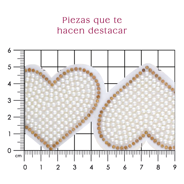 Hoja de cristal corazón con perla 60x50 (24x40) P236HC