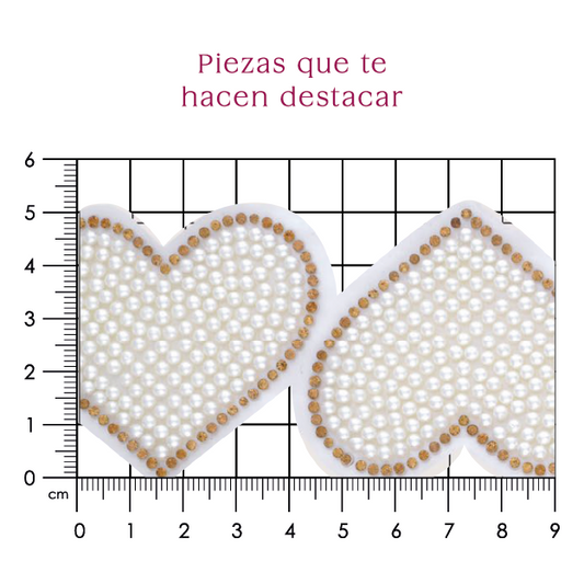 Hoja de cristal corazón con perla 60x50 (24x40) P236HC