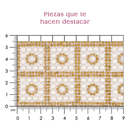 Hoja de cristal con perla 5 mm (24x40) P257HC