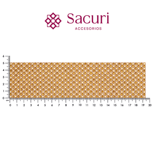 Malla cadena 3 mm dorado con cristal+golden (45x120) P262HC