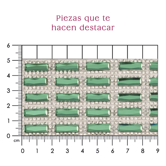 Hoja de cristal rectangulo 5x15 PERIDOT+cristal (24x40) P327HC