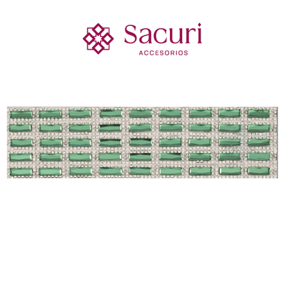 Hoja de cristal rectangulo 5x15 PERIDOT+cristal (24x40) P327HC