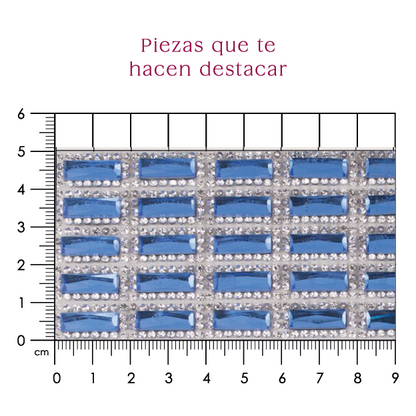 Hoja de cristal rectangulo 5x15 SAPPHIRE+cristal (24x40) P328HC