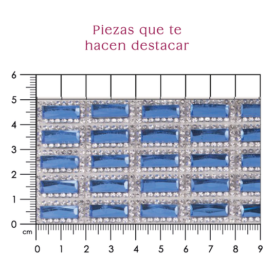Hoja de cristal rectangulo 5x15 SAPPHIRE+cristal (24x40) P328HC