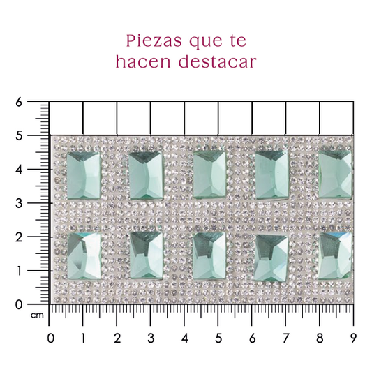 Hoja de cristal rectangulo 10x14 PERIDOT+cristal (24x40) P330HC