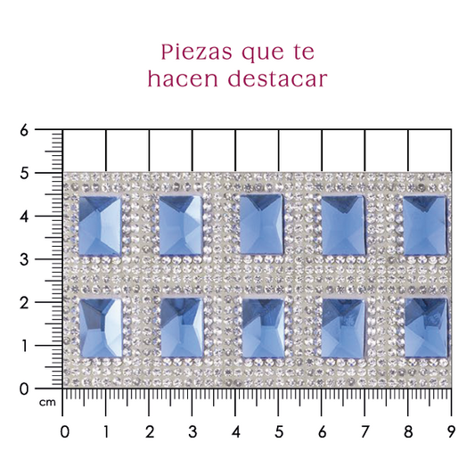 Hoja de cristal rectangulo 10x14 SAPPHIRE+cristal (24x40) P331HC