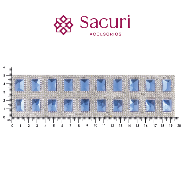 Hoja de cristal rectangulo 10x14 SAPPHIRE+cristal (24x40) P331HC