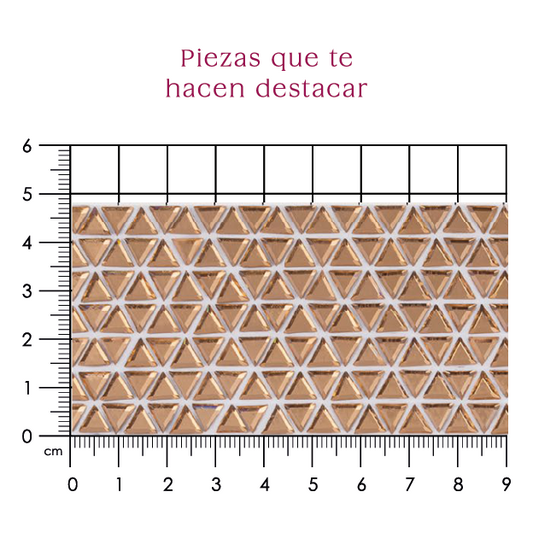 Hoja de cristal triangulo 6 mm dorada P338HC
