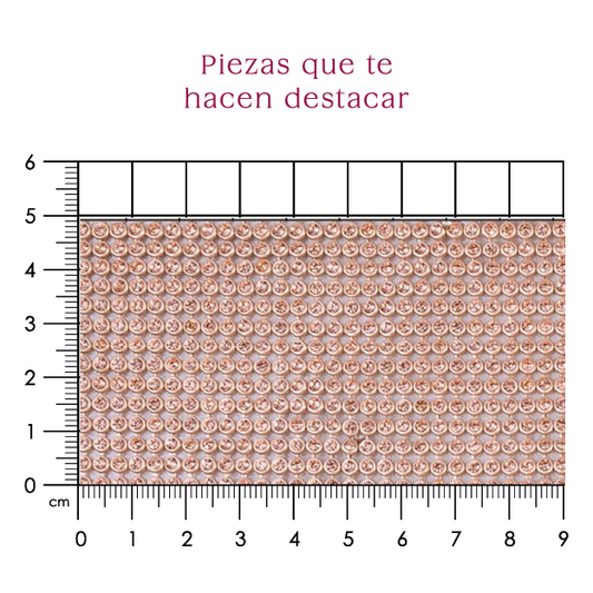 Malla cadena 3 mm oro rosa+peach cristal (45x120) P343HC