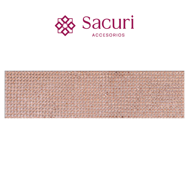 Malla cadena 3 mm oro rosa+peach cristal (45x120) P343HC