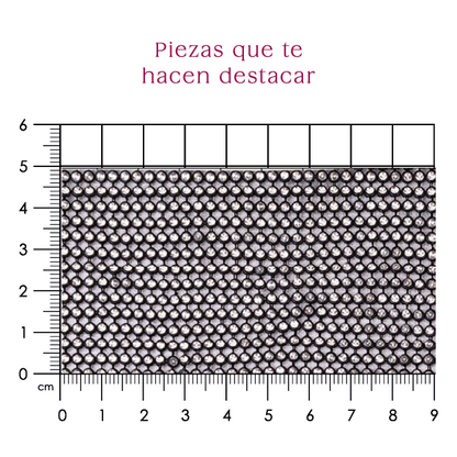 Malla cadena 3 mm negro+cristal (45x120) P344HC