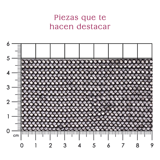 Malla cadena 3 mm negro+cristal (45x120) P344HC