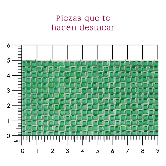 Hoja de cristal cuadro 3x3 mm verde esmeralda P349HC