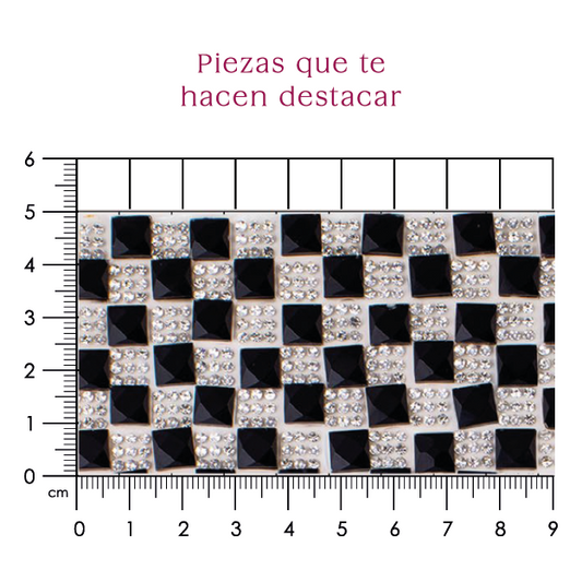 Hoja de vidrio cuadrado negro (8x8) + cristal 2 mm P352HC