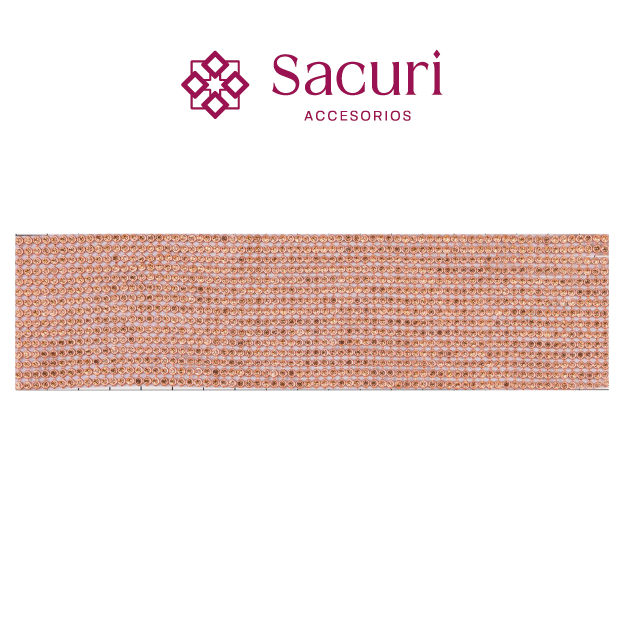Malla cadena 3 mm nuevo oro rosa+peach cristal (45x120) P353HC