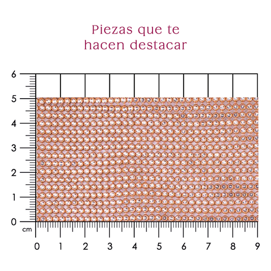 Malla cadena 3 mm nuevo oro rosa+cristal (45x120) P354HC
