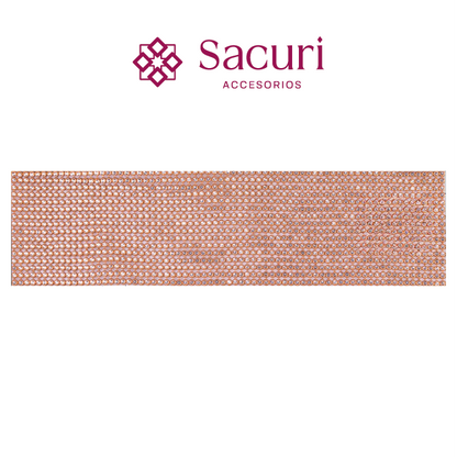 Malla cadena 3 mm nuevo oro rosa+cristal (45x120) P354HC