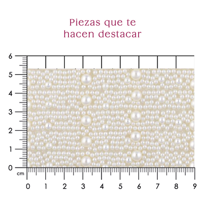Hoja de perlas beige 6 mm, 4 mm Y caviar 2 mm (24x40) P377HC