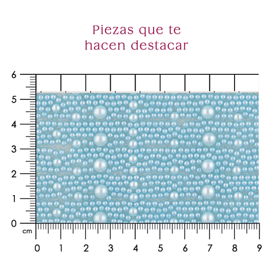 Hoja de perlas azul cielo 6 mm, 4 mm Y caviar 2 mm (24x40) P379HC