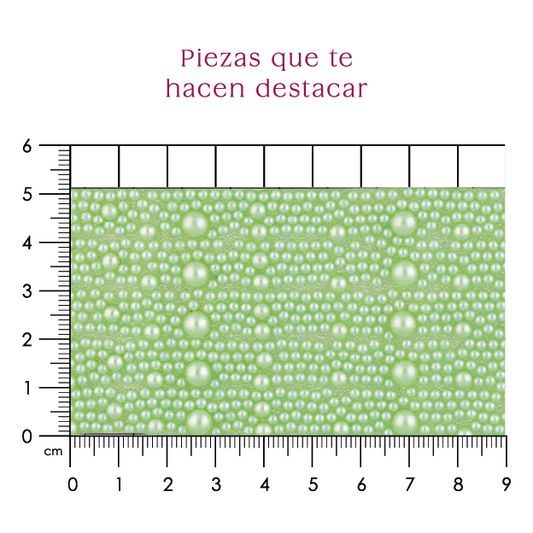 Hoja de perlas verde 6 mm, 4 mm Y caviar 2 mm (24x40) P382HC