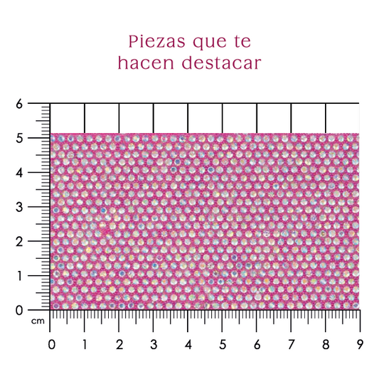 Hoja cristal 2mm cristal + caviar rosa. P407HC