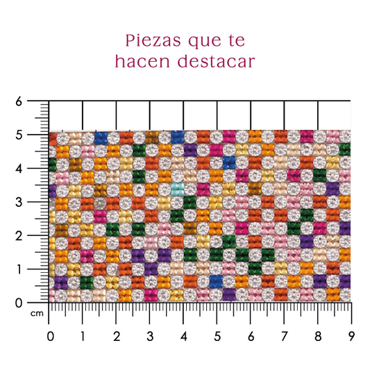 Hoja cristal cuadro 4mm multi + circulo plata 4mm. P409HC