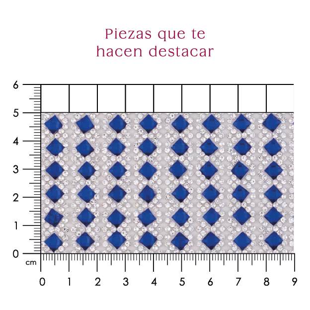 Hoja cristal 2mm + rombo 5x5 azul. P443HC