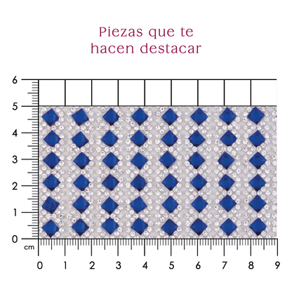 Hoja cristal 2mm + rombo 5x5 azul. P443HC