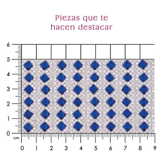 Hoja cristal 2mm + rombo 5x5 azul. P443HC