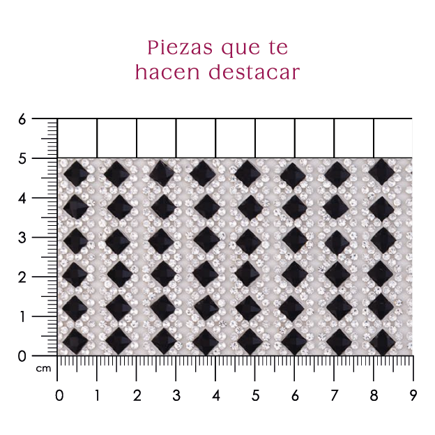 Hoja cristal 2mm + rombo 5x5 negro