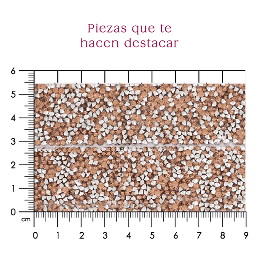 Lámina acrílico 24x40 tiras oro rosa tiras 30mm P449HC