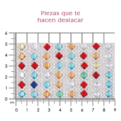 Lámina rombo 6x6 multi + 2mm plata. P453HC