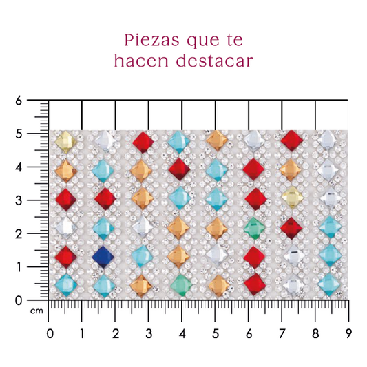 Lámina rombo 6x6 multi + 2mm plata. P453HC
