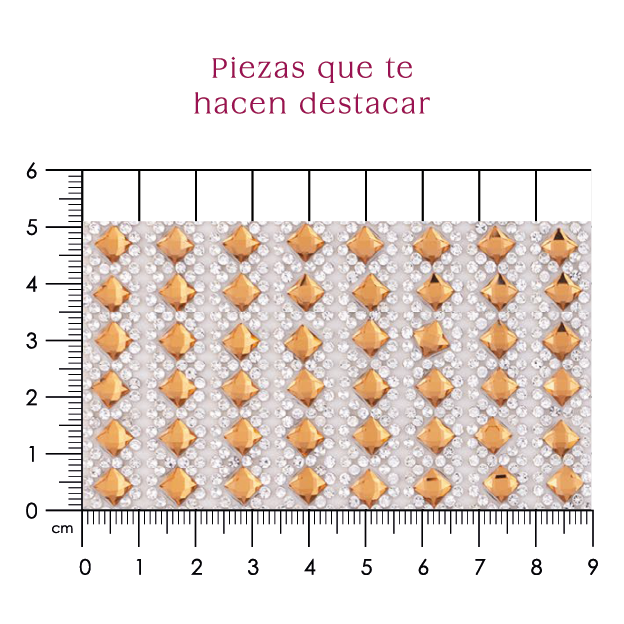 Lámina 24x40 cristal 2mm plata + rombo 5x5 golden. P458HC