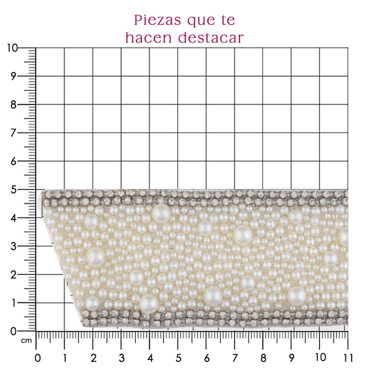 Chinela recta perla natural con cadena plata 16cm P473HC