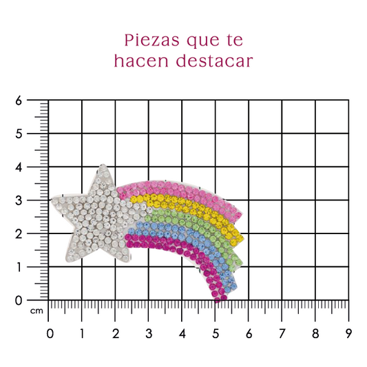 Parche estrella con arcoiris 6x3 cristal 2mm P475HC